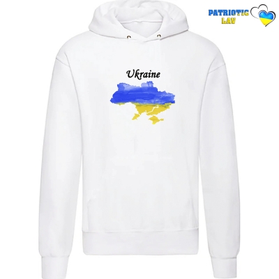 Худі чоловічий білий "Ukraine та мапа"