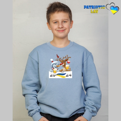 Світшот новорічний підлітковий блакитний
